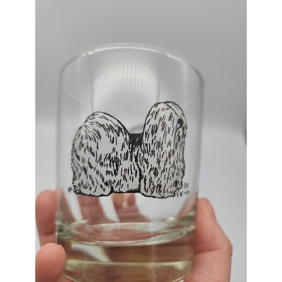Maltese, Lhasa or Shitsu on The Rocks Bar Glasses Libbey Set Of 3 Vintage - Picture 12 of 12